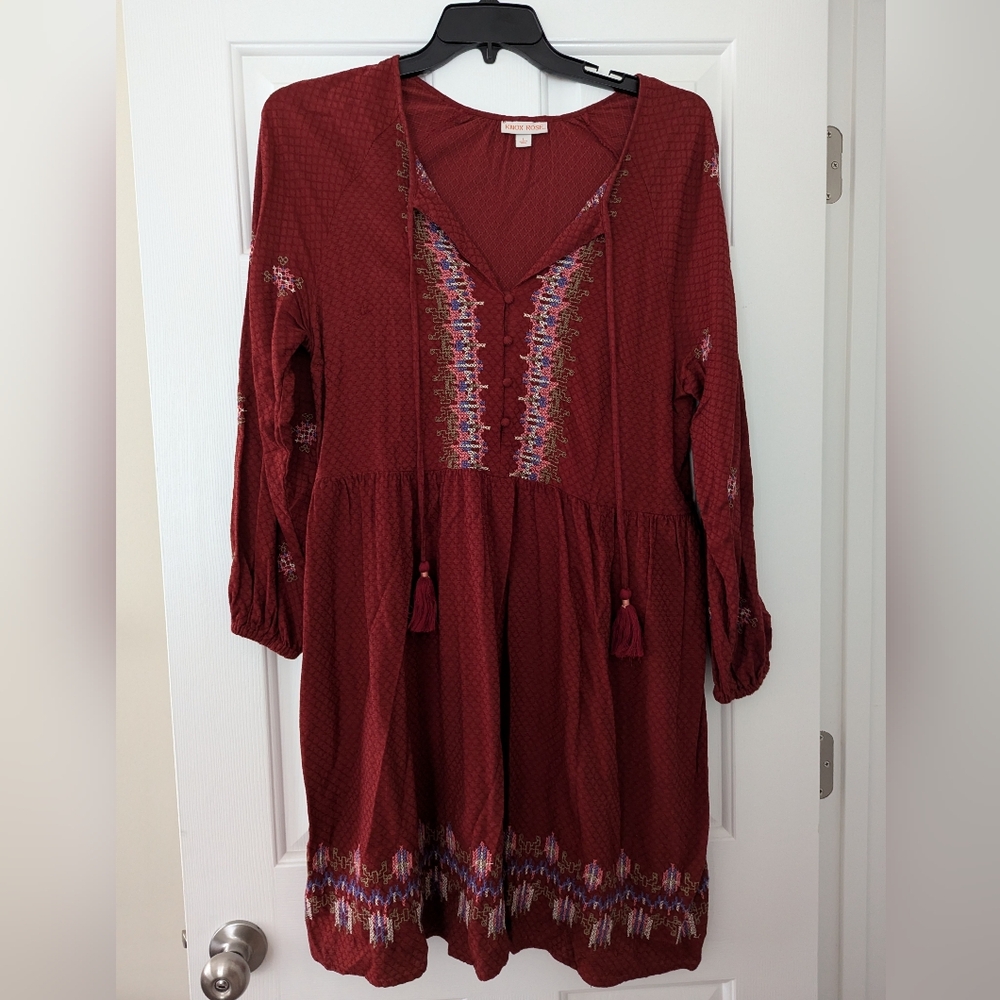 Knox Rose Red Embroidered Dress Size L